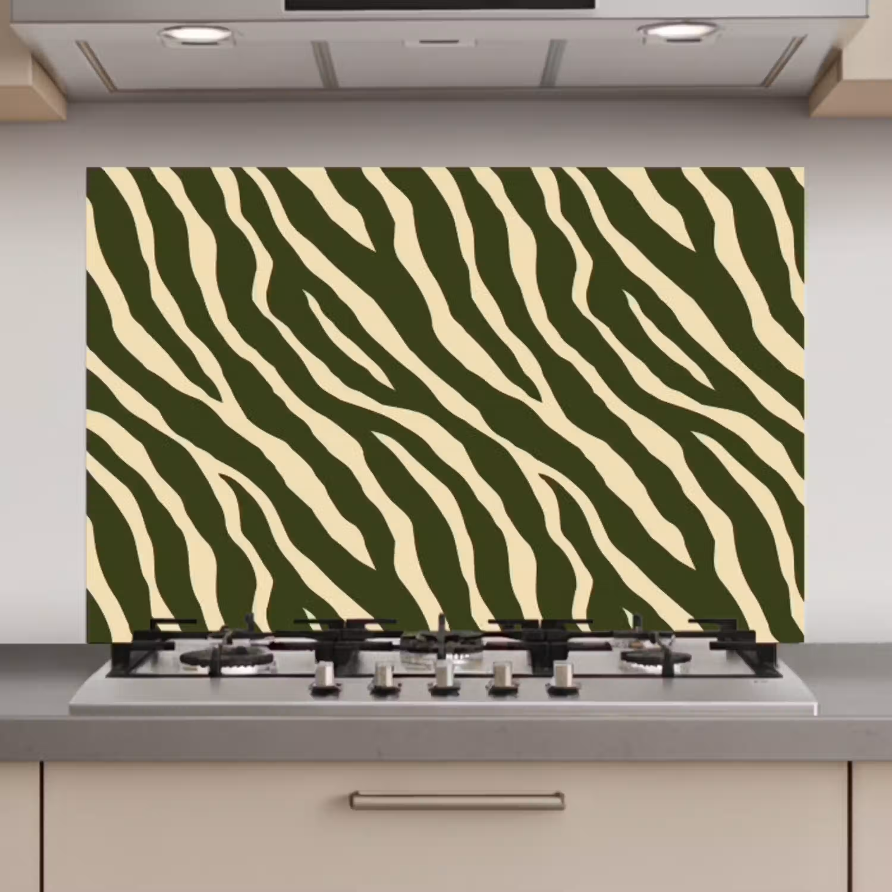 Zebra - Patroon - Groen keuken achterwand spatscherm klein 900 -3d_website