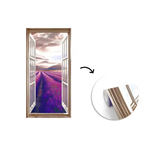 Doorkijk - Lavendel - Landschap - Bloemen - Paars fotobehang vinyl groot -3d