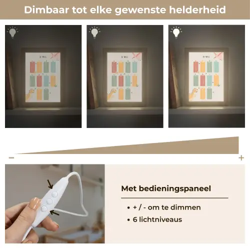 Tafels van vermenigvuldiging - Educatief - Leren rekenen voor kinderen - Cijfers oefenen - Dinosaurus Light Box met kabel (Wandlamp kind) klein -USP_dimbaarNL