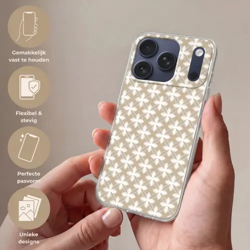 Patroon - Symmetrisch - Beige Telefoonhoesje iPhone 17 Pro klein 878 -sfeer3_NL