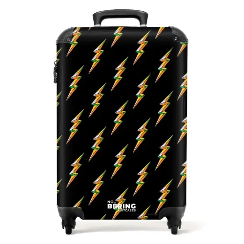 Patronen - Gouden bliksem op zwarte achtergrond NBS - Handbagage koffer - Kinderen Unisex middel -productfoto_recht