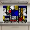 Mondriaan - Glas in lood - Oude Meesters - Kunstwerk - Abstract - Schilderij keuken achterwand spatscherm klein -3d_website