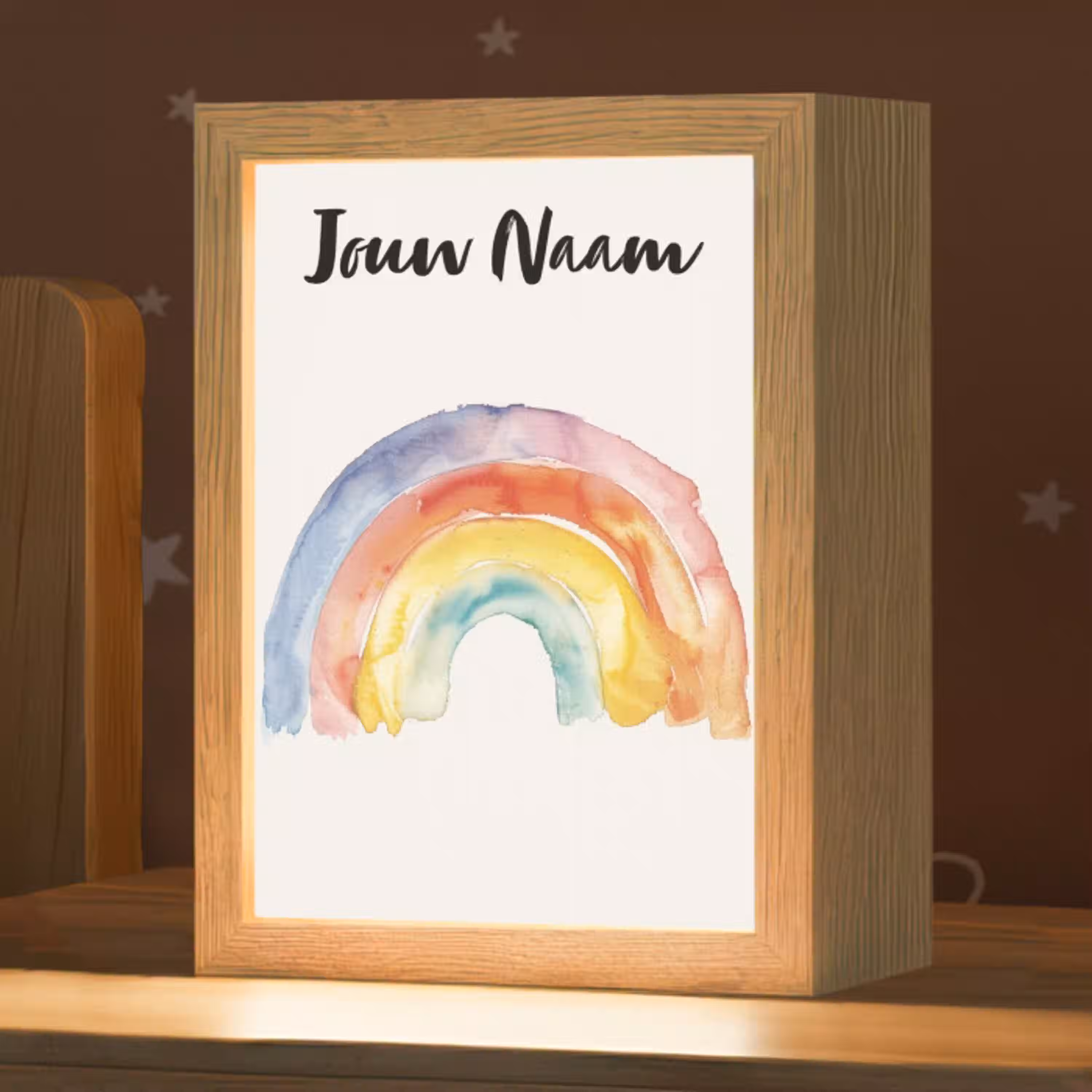 Regenboog - Watercolor - Kleurrijk Light Box met kabel (Kinderlampje) klein -zzz_3d_website