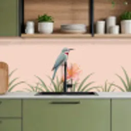 Vogel - Bloem - Natuur - Roze keuken achterwand 2 middel -sfeer3