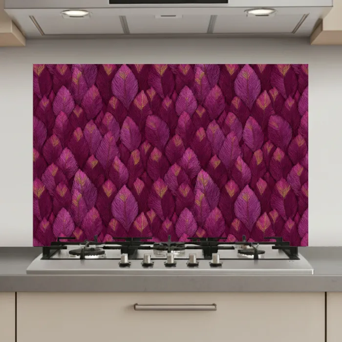 Bladeren - Patroon - Burgundy keuken achterwand spatscherm klein 900 -3d_website