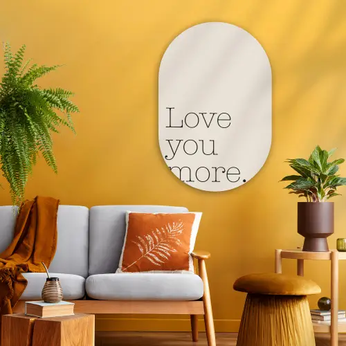 Minimalistisch - Love - Beige Wandcirkel Ovaal Glas middel -sfeer4