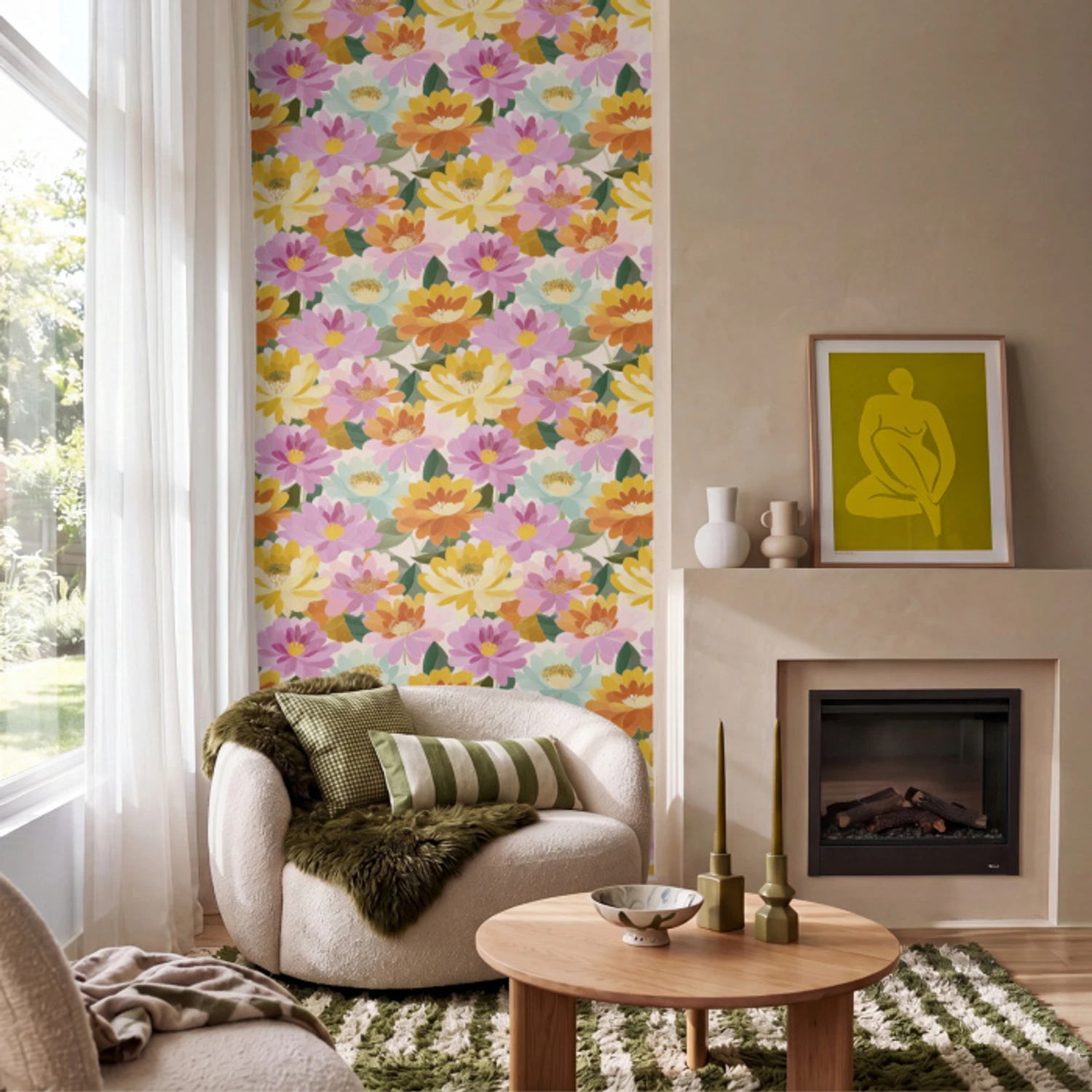 Lelies - Aquarel - Pastel Behang Vinyl klein 1060 -sfeer2