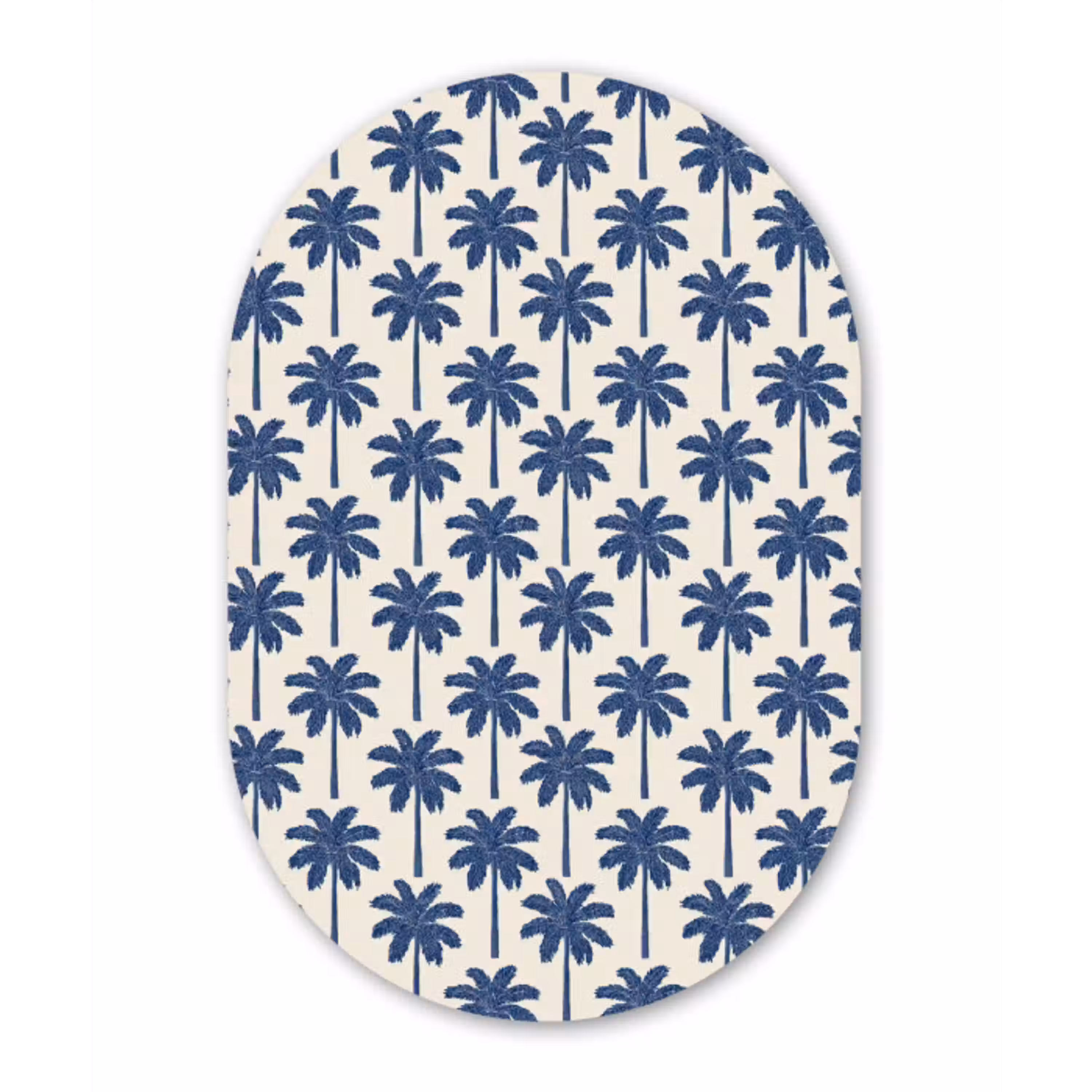 Symmetrisch - Palm - Blauw Wandcirkel Ovaal Aluminium middel 839 -3d