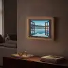 Doorkijk - Winterlandschap - Meer - Bergen - Uitzicht Light Box met batterij (Wandlamp) middel -sfeer1
