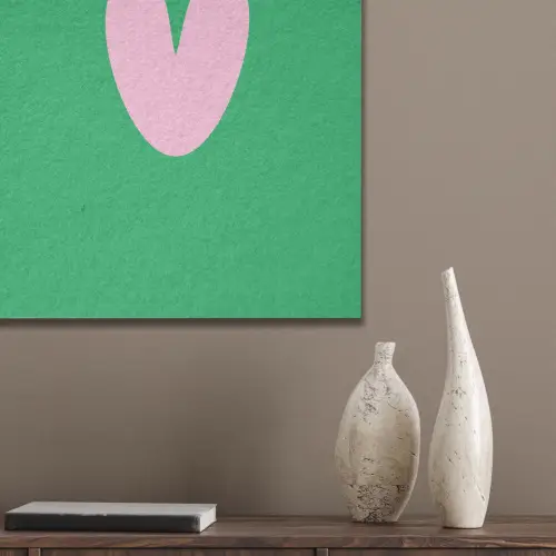 Groen - Hart - Minimalistisch - Valentijn PET vilt klein -sfeer6_closeup