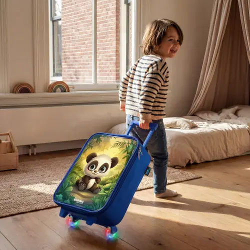 Panda - Bamboebos - Groen Kinderkoffer - Blauw klein -sfeer1