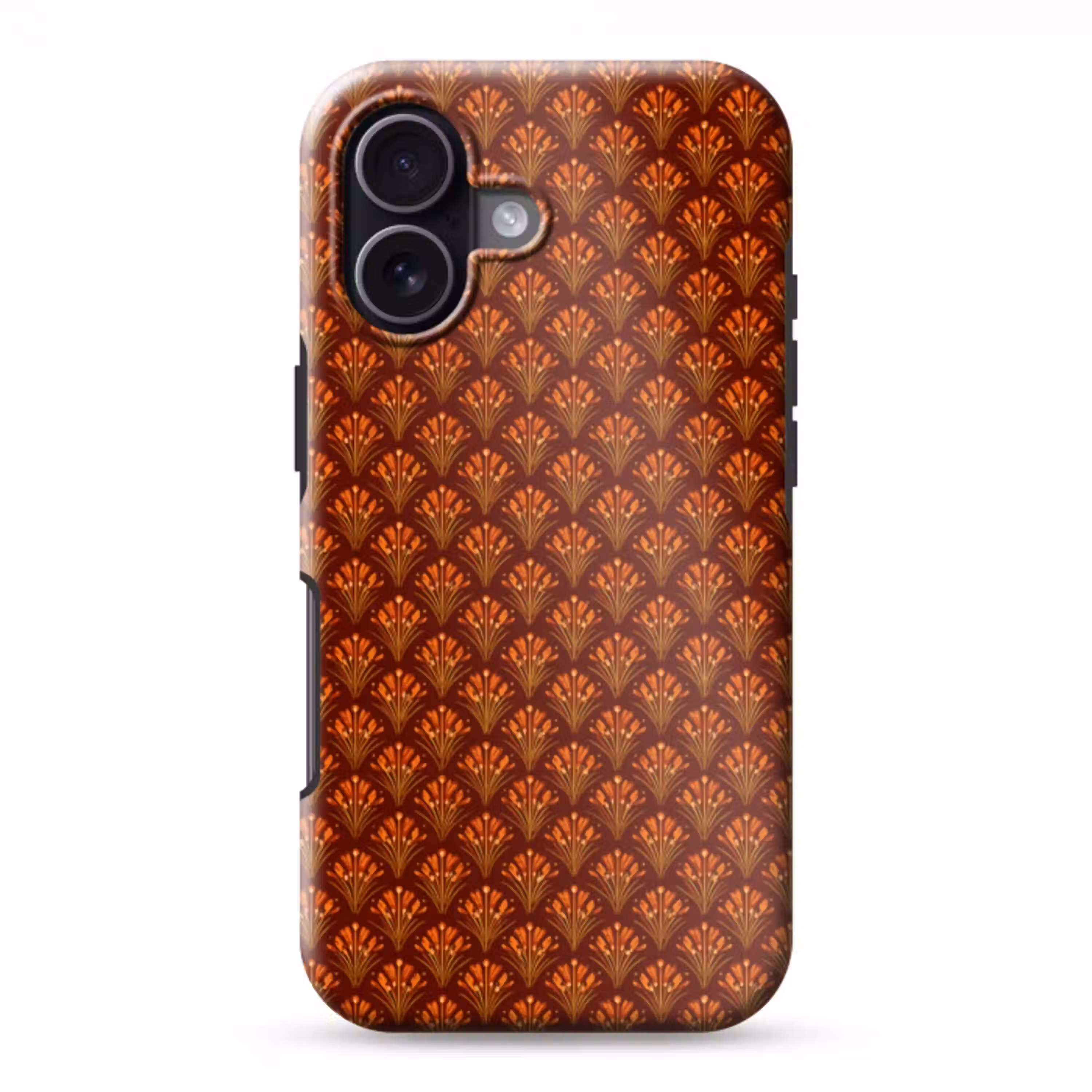 Waaiers - Art Deco - Botanisch - Roestbruin - Oranje Toughcase MagSafe Apple iPhone 17 klein 1017 -3d