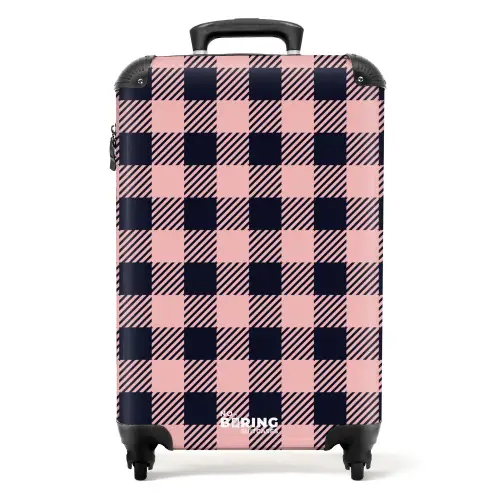 Geruit dambordpatroon in roze en zwart NBS - Handbagage koffer - Kinderen Unisex middel -productfoto_recht