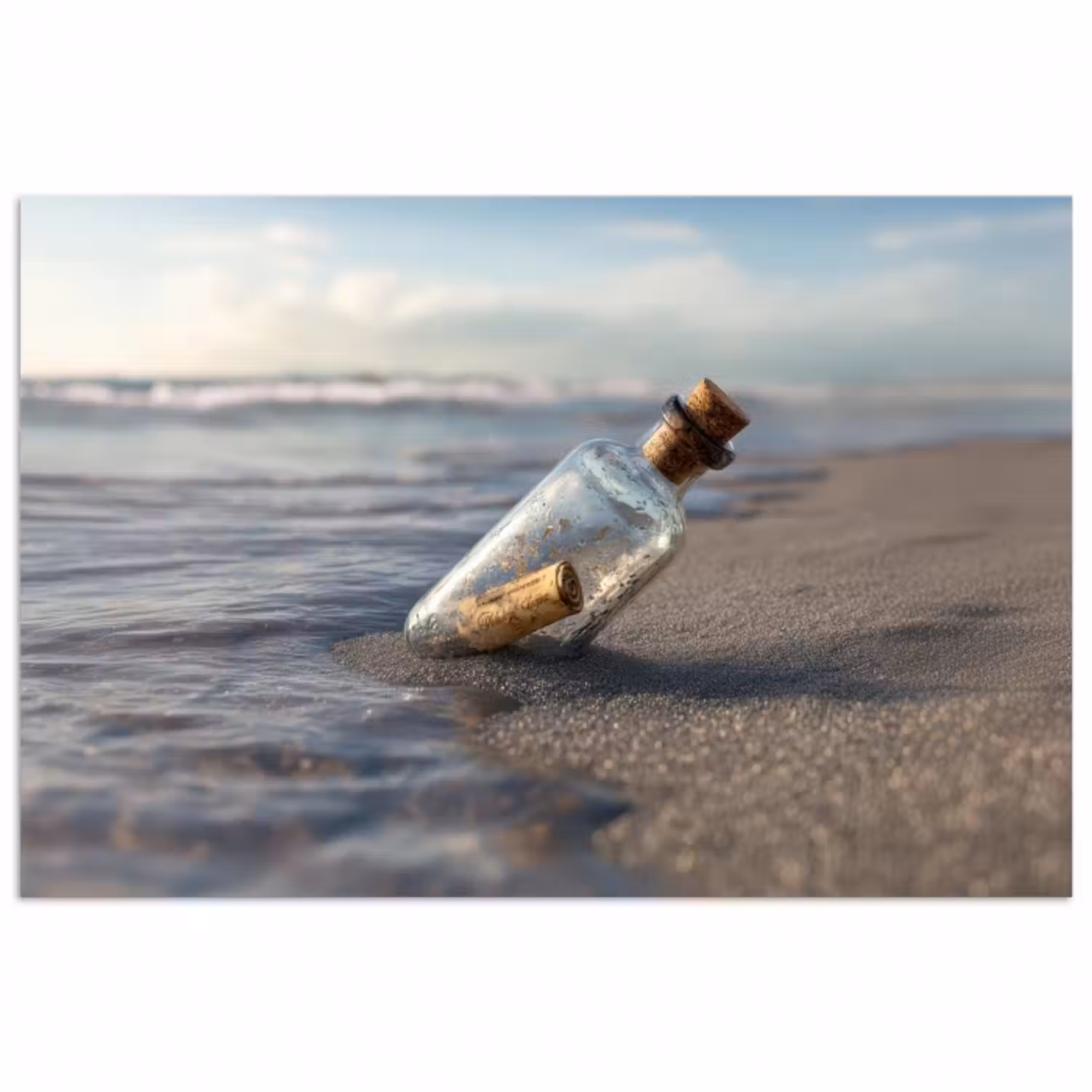Poster - Glasflasche - Post - Meer - Sand