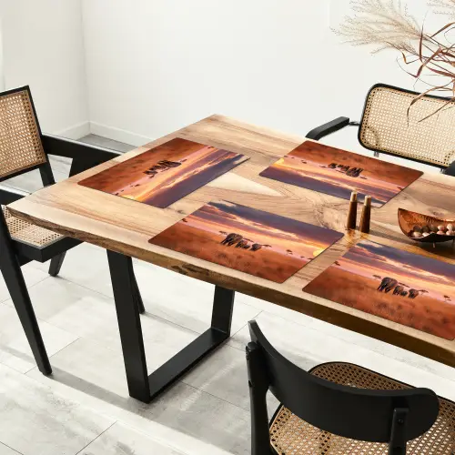 Groep olifanten - Open vlakte - Zon Placemat vinyl groot -zzsfeer4_Kitchenyeah-website