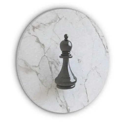 Schaakstuk - Loper - Zwart - Marmer Akoestische PET Vilt - Rond klein -3d
