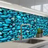 Glanzende - Blauwe - Stenen keuken achterwand 2 middel 871 -3d_schuin