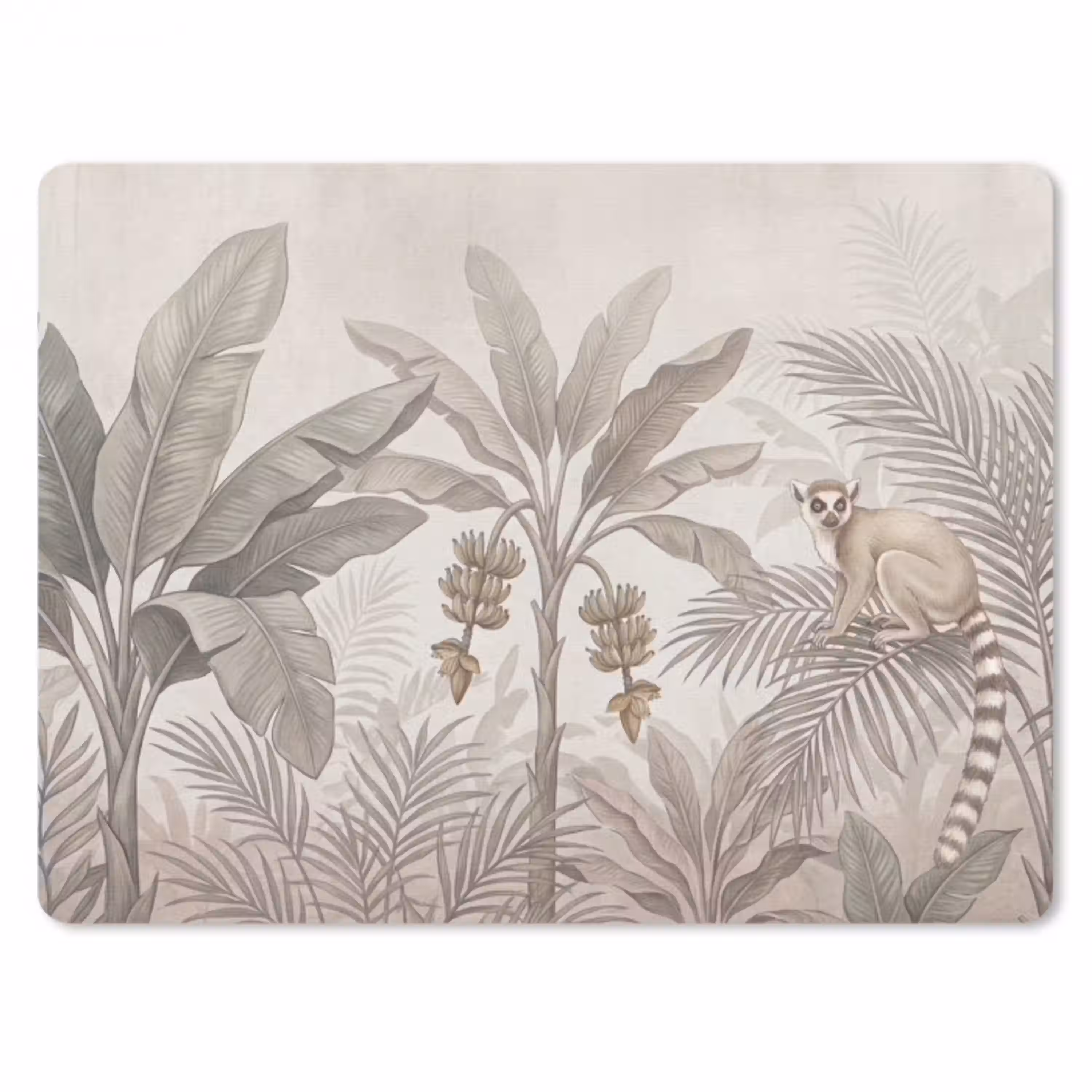 Natuur - Jungle - Ringstaartmaki - Bruin muismat rubber klein -3d