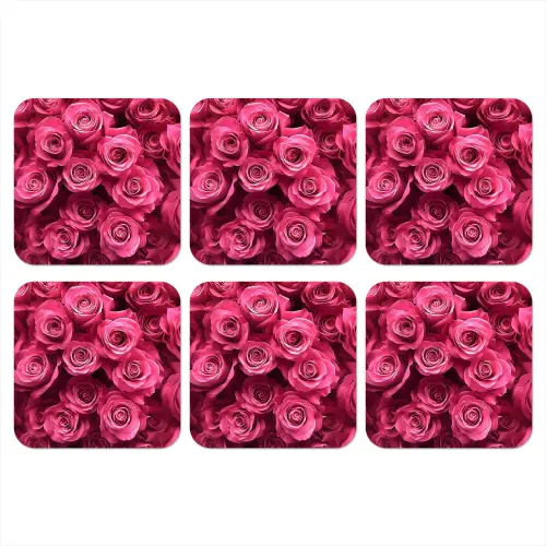 Rozen - Pink - Bloem onderzetter kurk middel -3d