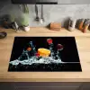 Water - Fruit - Sinaasappel - Aardbei - Kers - Zwart Inductie beschermer vinyl 3mm klein -sfeer5