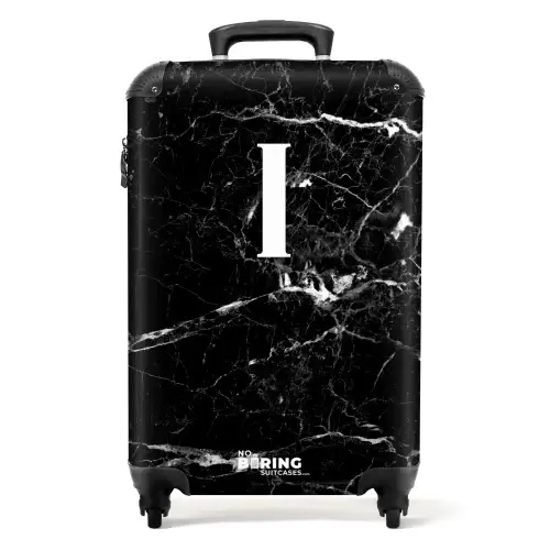 Marmer - Letter I - Marmer look - Zwart NBS - Handbagage koffer - Kinderen Unisex middel -productfoto_recht