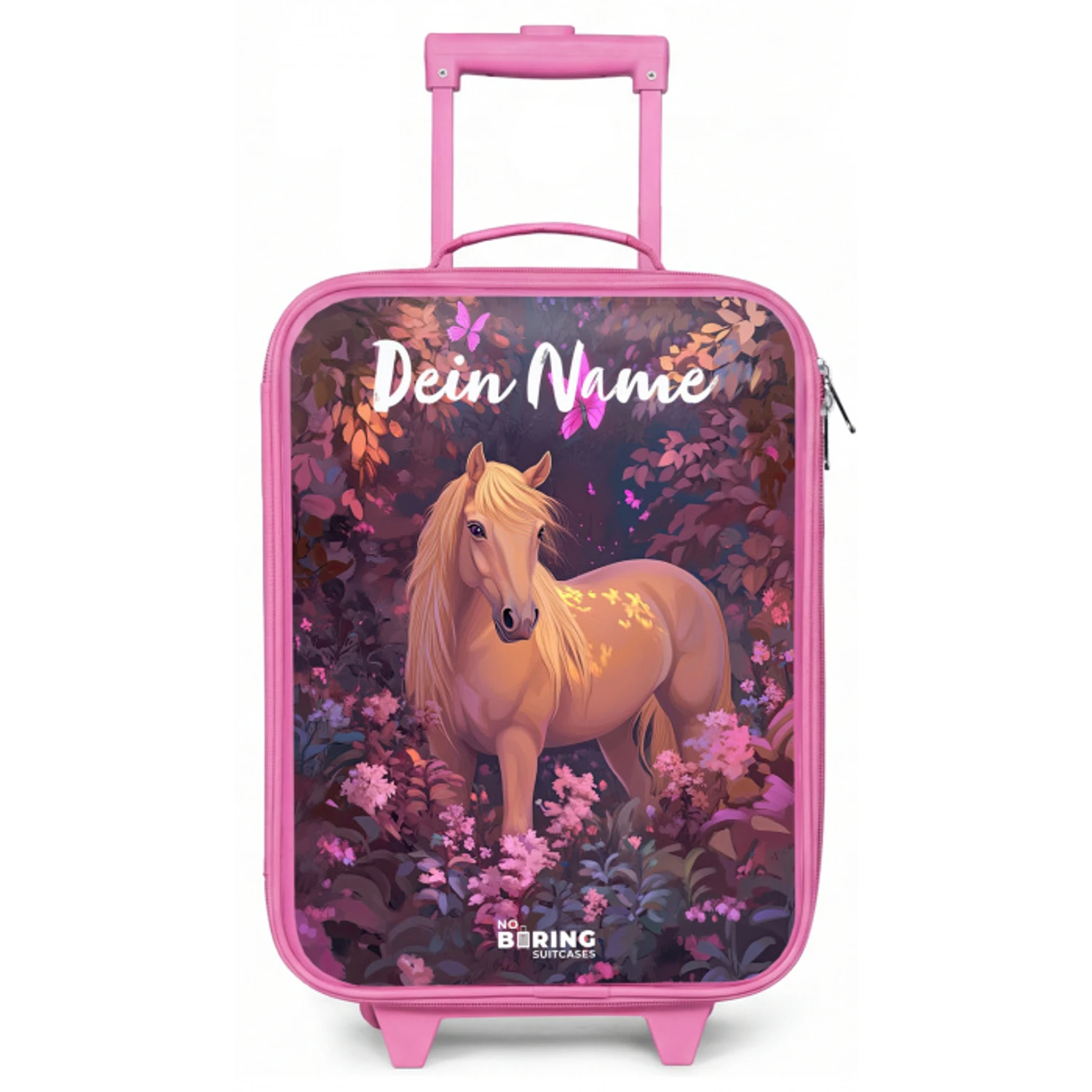 Paard - Bloemen - Paars - Vlinder Kinderkoffer - Roze klein -zz3dotto