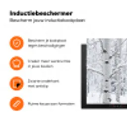 Berkenbomen - Sneeuw - Winter - Bos - Wit Inductie beschermer vinyl 3mm klein -zzzzzzz-td-ups