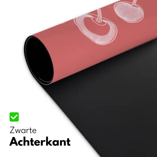 Lijnillustratie - Kersen - Tak - Wit Muismat XXL klein -sfeer2