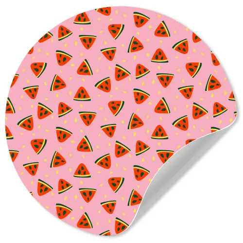 Roze - Watermeloen - Geel - Stippen Wandcirkel behangsticker klein 186 -3d
