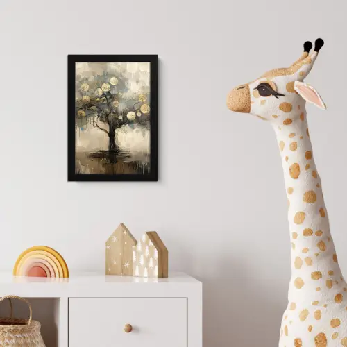 Beige - Abstract - Boom - Goud fotolijst zwart zonder passe partout klein -usfeer4_kinderkamer