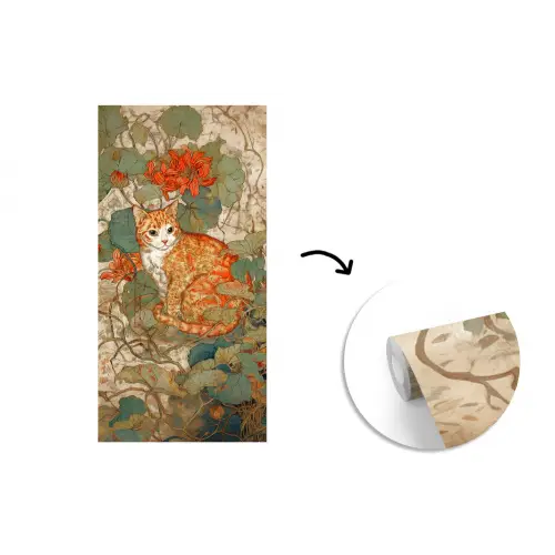 Kat - Sierlijk - Bloemen fotobehang vinyl groot -3d