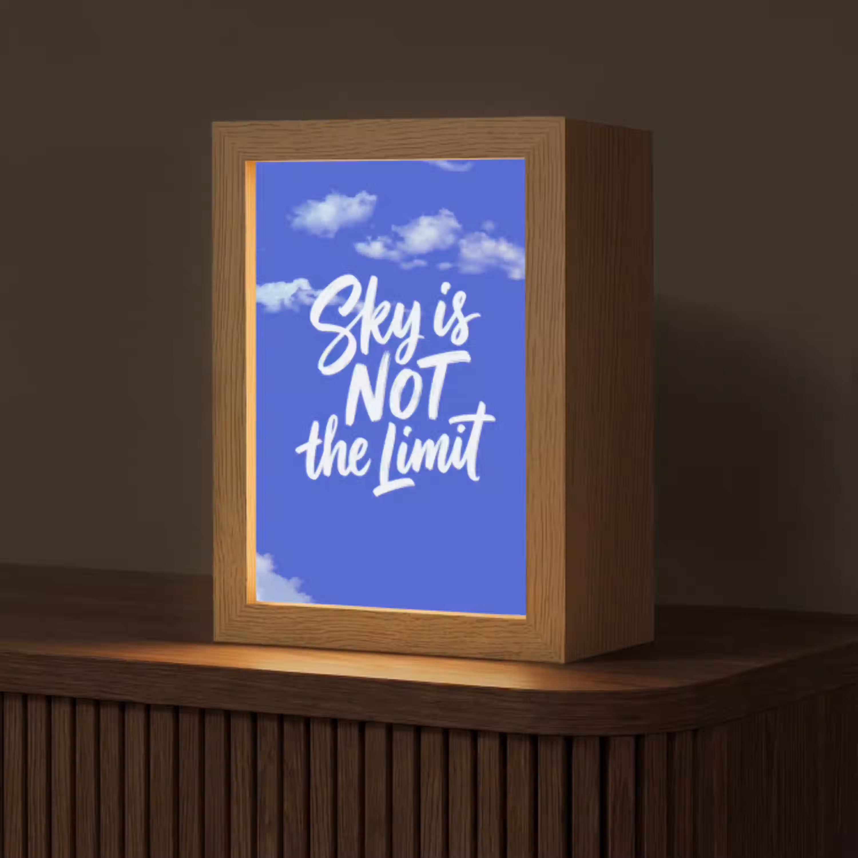 Sky is not the limit - Blauwe lucht - Wolken Light Box met kabel (Tafellamp) klein -z3d_website