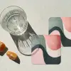 Abstract - Golven - Sierlijk - Roze onderzetter kurk middel -sfeer4