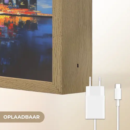 Skyline Toronto - Modern - Stadslicht - Blauw Light Box met batterij (Wandlamp) middel -USP_websiteoplaadbaarNL