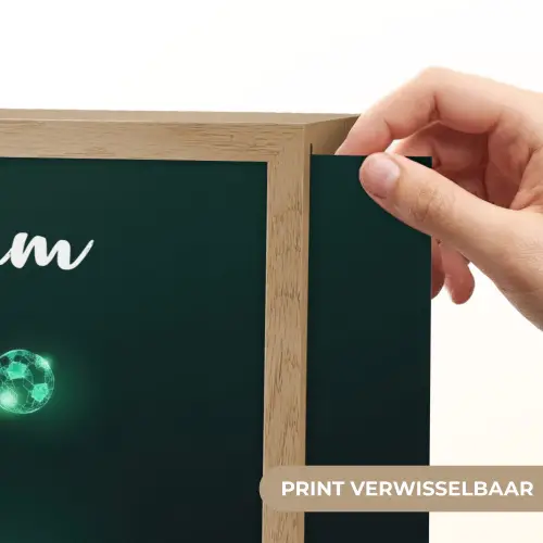 Voetbal - Voetballer - Jongen - Zwart Light Box met batterij (Wandlamp kind) middel -USP_websiteprintNL