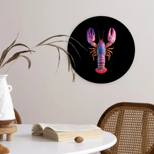 Kreeft - Paars - Roze - Zwart - Stippen - Lila Wandcirkel kunststof plaat 5mm dik klein -sfeer4