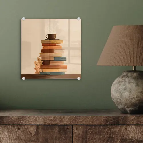 Boeken - Toren - Koffie - Beige plexiglas 5mm klein -sfeer3