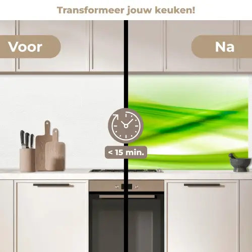 Golven - Abstract - Groen keuken achterwand 2 middel -voor-na2_NL