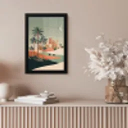 Nachtlandschap - Kamelen - Sterren - zandduinden fotolijst zwart zonder passe partout klein -sfeer5