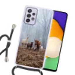Boerderijdieren - Groep - Mist - Natuur - Rustiek Hoesje Samsung Galaxy A52 5G met koord klein -sfeer1