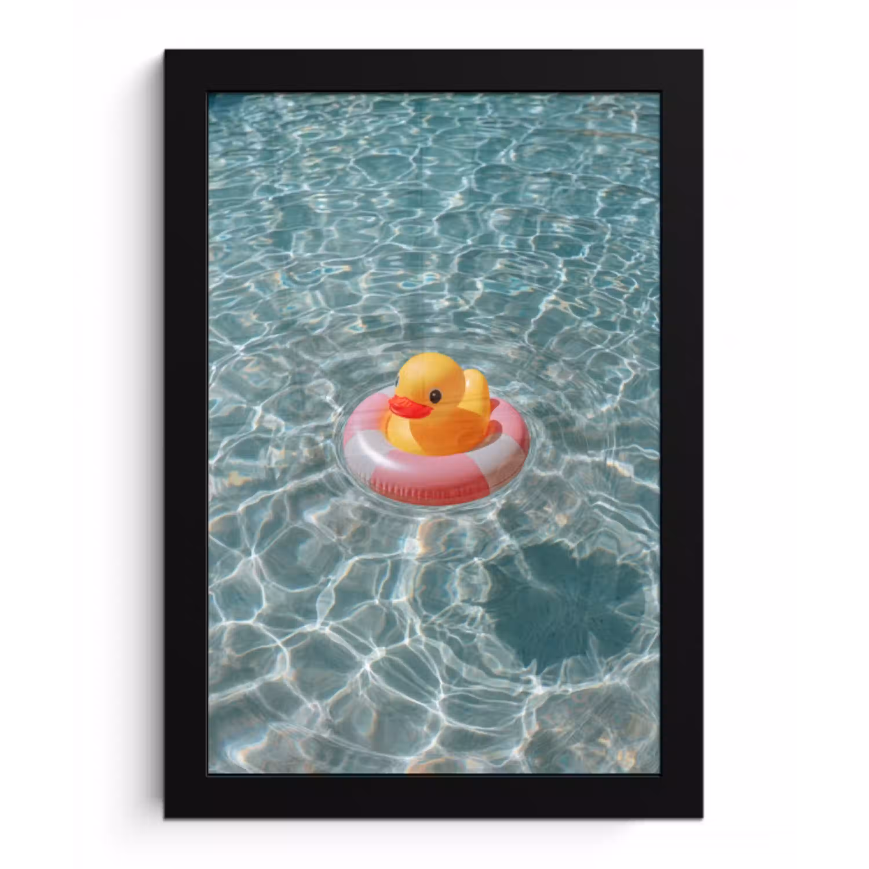 Badeend - Zwemband - Geel fotolijst zwart zonder passe partout klein -3d