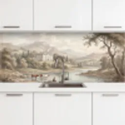 Landhuis - Rivier - Vee keuken achterwand 2 middel -3d