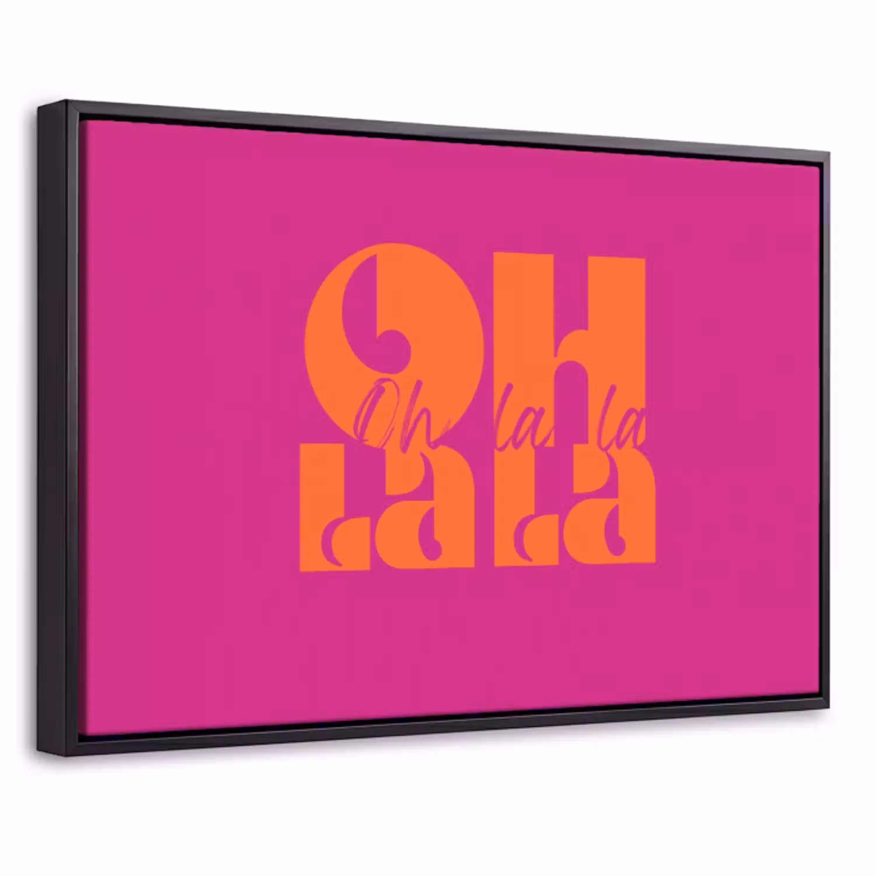 Oh la la - Roze - Oranje - Gestapelde letters Canvas met baklijst klein -threedimensional_3d_global