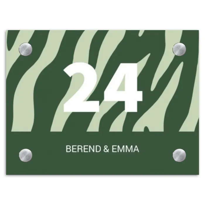 Groen zebra - Klassiek Naambord Rechthoek middel -3d