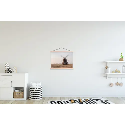 Windmolens - Landschap - Veld textielposter latten blank klein -kinderkamer