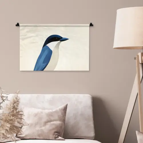 Illustratie - Blauw - Vogel Wandkleed katoen klein -sfeer4