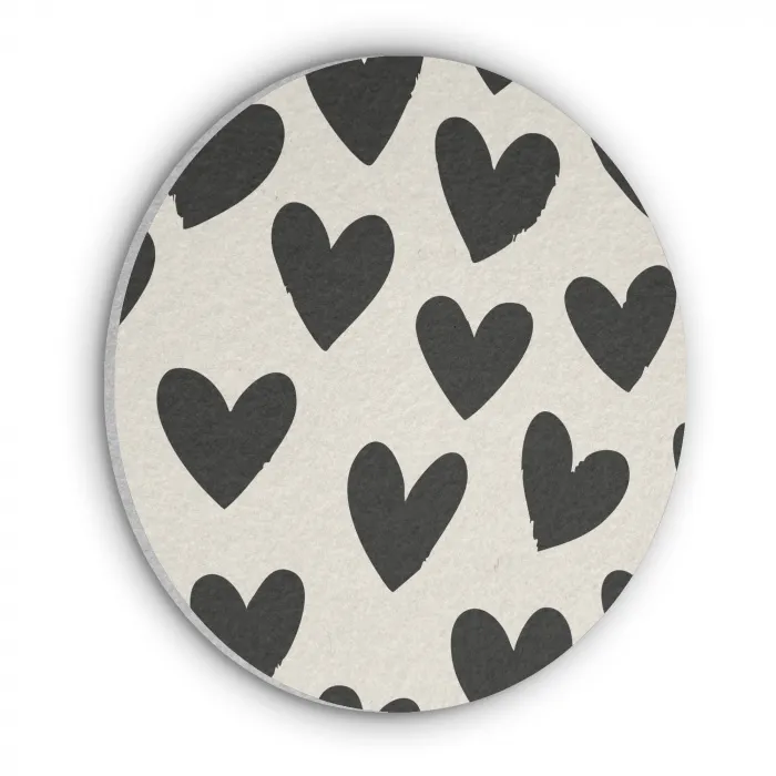 Hartjes - Zwart - Beige Akoestische PET Vilt - Rond klein -3d