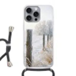 Hek - Sneeuw - Mist - Platteland - Nostalgisch Hoesje iPhone 16 Pro Max met koord klein -3d