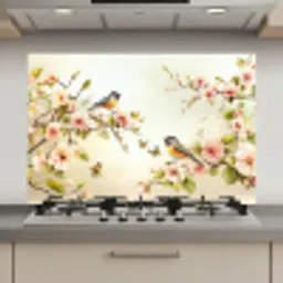 Takken - Bloemen - Vogeltjes - Roze keuken achterwand spatscherm klein -3d_website
