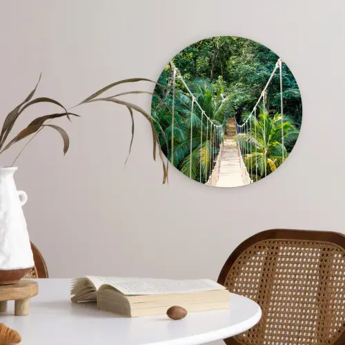 Jungle - Palmboom - Brug - Natuur - Planten Wandcirkel kunststof plaat 5mm dik klein -sfeer4